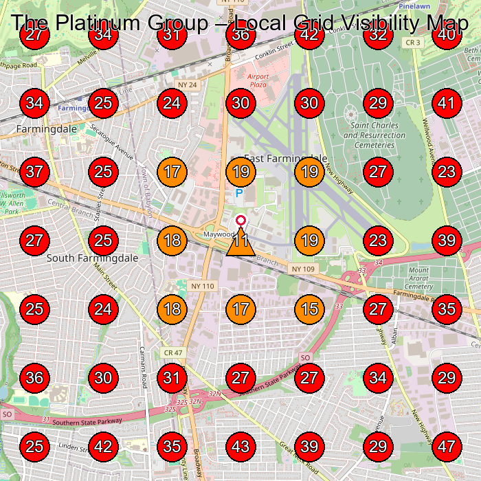 The Platinum Group GeoGrid visibility map for Landscape Designer in Massapequa
